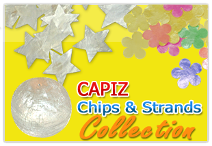 Philippine capiz chips, strand, design, color